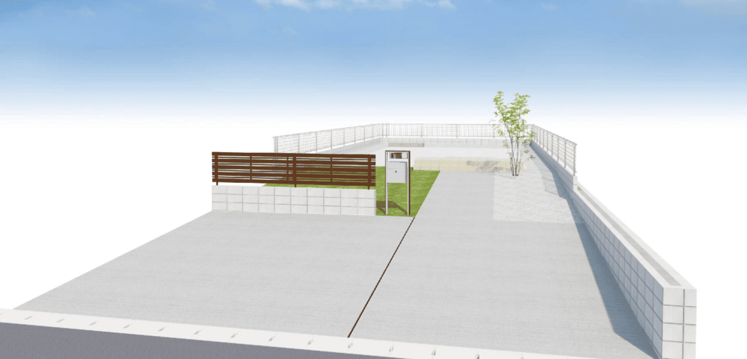 住宅外構の3D CAD設計による完成イメージ